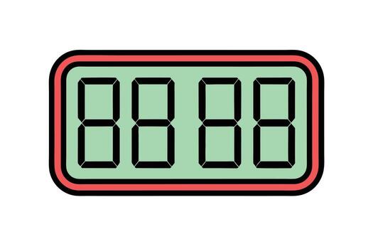 Stylized digital countdown clock with four segments displaying numbers time timer vector