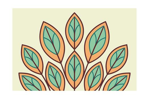 Stylized leaf pattern border with teal orange brown colors graphic vector