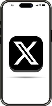 Modern interface of the X twitter app on a smartphone screen, vector