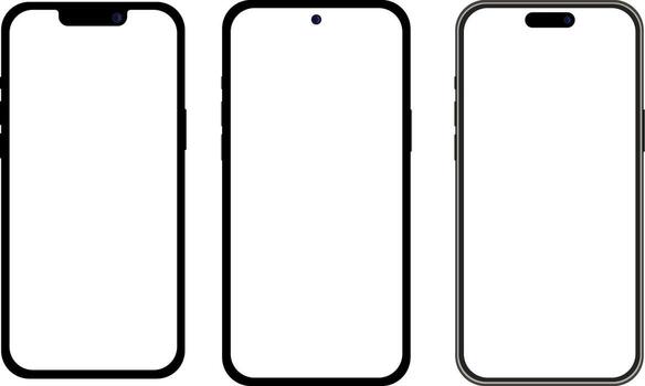 Collection of modern smartphones with different display notches and various mobile interfaces vector