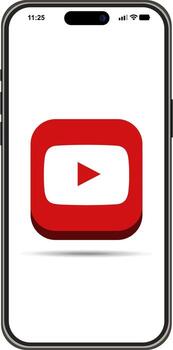 Modern YouTube app interface on a smartphone screen, vector