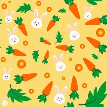 Carrot and Rabbit seamless pattern with spiral flow vector