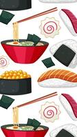 Animated sequence of Japanese food items with dynamic color transitions and seamless looping video