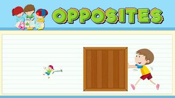 barn demonstrera de begrepp av skjuta på och dra med en låda i en lekfull animering video