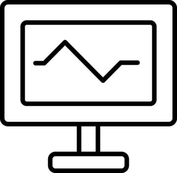 A computer monitor with a graph on it vector