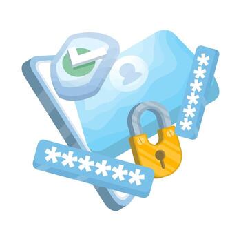 Safe and secure login concept. Account login and password. Password protection. Security and protection system for account login. Illustration of a login page with a shield. vector