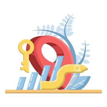 Local SEO keyword research concepts. Optimizing local sites to attract customers. Targeted strategies to improve search engine rankings. Increase local visibility. vector