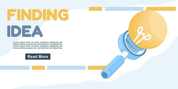The concept of finding ideas. Illustration of a magnifying glass and light bulb. Study and education. Vision and creative thinking. Business insights and solutions. Finding targets. vector