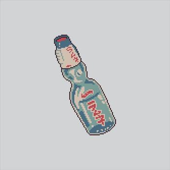 Pixel art illustration Japanese Ramune Soda. Pixelated Bottled Soda. Japanese Bottled Ramune Soda Drink Set Icon pixelated for the pixel art game and icon for website and game. old school retro. vector