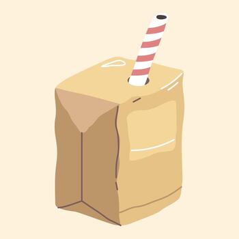 A simple and appealing illustration of a juice box with a straw, perfect for various uses. vector