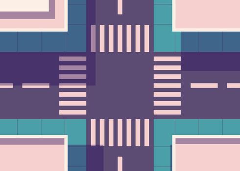 un peatonal cruce resumen ver desde arriba, capturas un paisaje urbano en minimalista, presentando un paso de peatones en un único y artístico forma. vector