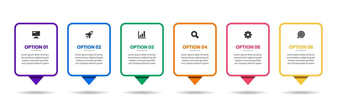 Infographic Element Design Templates with Icons and 6 Options. Suitable for Process Diagram, Presentations, Workflow Layout, Banner, Flow Chart, Infographic vector