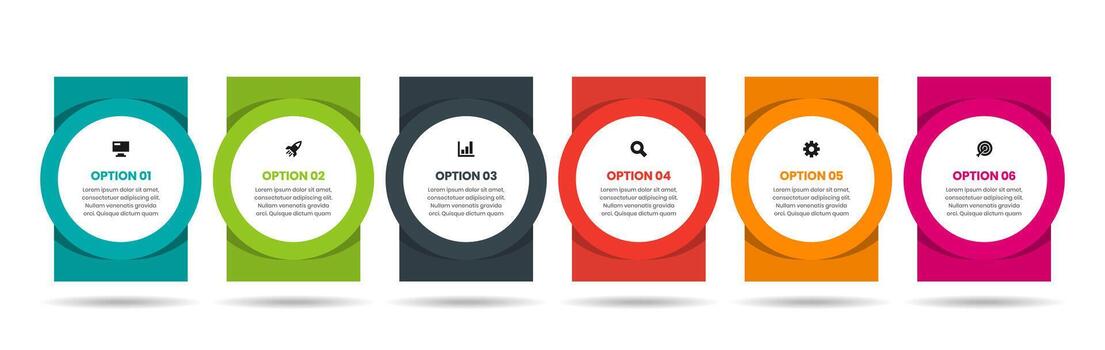 Label Infographic Element Design Templates with Icons and 6 Options. Suitable for Process Diagram, Workflow Layout, Banner, Flow Chart, Infographic vector