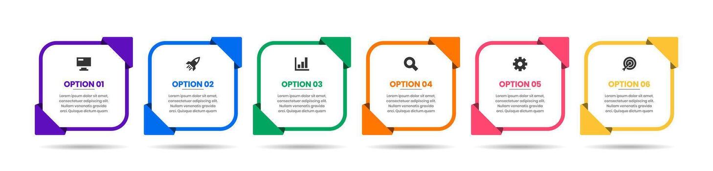 Simple Infographic Element Design Templates with Icons and 6 Options. Suitable for Process Diagram, Presentations, Banner, Flow Chart, Infographic vector