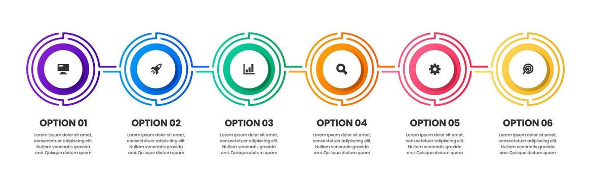 cronograma infografía elemento diseño plantillas con íconos y 6 6 opciones adecuado para proceso diagrama, presentaciones, bandera, fluir cuadro, infografía. vector