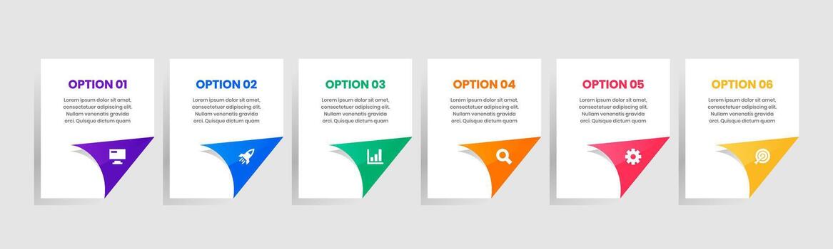 Abstract Infographic Element Design Templates with Icons and 6 Options. Suitable for Process Diagram, Presentations, Workflow Layout, Banner, Infographic vector