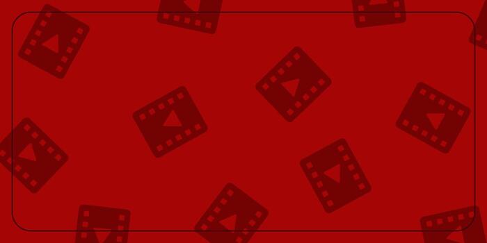 Patterned red background with play or movie icon. vector