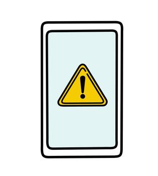 un sencillo teléfono inteligente pantalla icono demostración un amarillo advertencia triángulo con exclamación marca adecuado para error notificación o sistema alerta diseño vector