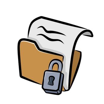 Secure folder file icon with padlock symbol cartoon style representing data protection privacy and confidential document security design vector