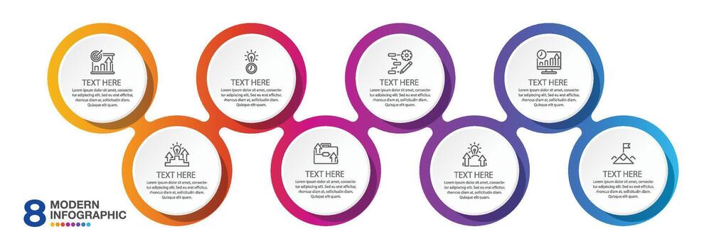 Infographic design with icons and 8 options or steps. Infographics business concept for info graphics vector