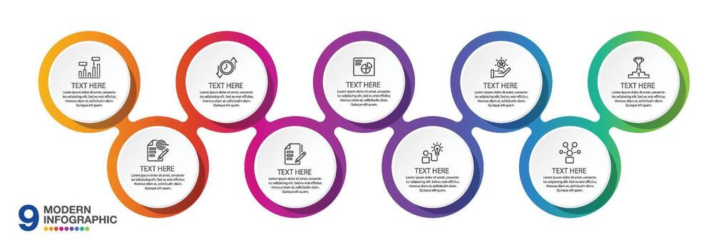 Infographic design with icons and 9 options or steps. Infographics business concept for info graphics vector