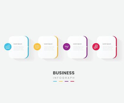 4 square shape colorful business infograph vector