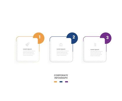 3 square shape business infograph numbered box vector