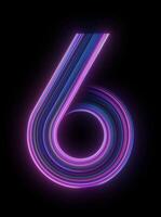 animado número 6 brilhando dentro azul e roxa tons parece em transparente fundo com alfa canal isto dígito é parte do uma Alto qualidade néon número futurista digital interfaces e criativo video