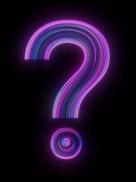 fråga mark i lysande blå och violett färger visas med mjuk animerad rörelse över transparent bakgrund med alfa kanal designad som del av en matchande trogen neon uppsättning video