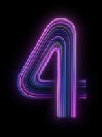 número conjunto 4 4 moderno digital. láser rayo aparece en negro antecedentes y enfocar afuera. neón ligero número, figura 4, personaje símbolo. dígito 4k animación. cifrar dígito número incluso o impar número video