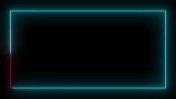 néon retangular abstrato quadro. na moda brilho luz 4k animação. retângulo fronteira fundo video
