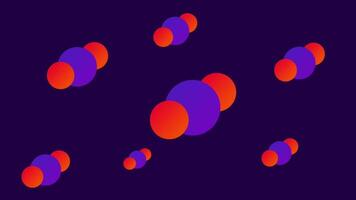 Spherical red and purple molecules float across a dark background, simulating molecular interaction, motion, and scientific representation in 3D space video