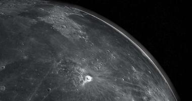 yegua imbrio en el lunar superficie de el Luna en rotación, 3d representación video