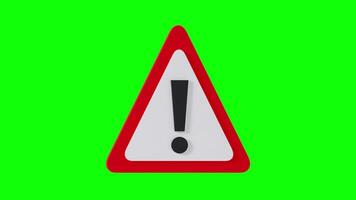 360 grader roterande varning tecken slinga animering på grön bakgrund video