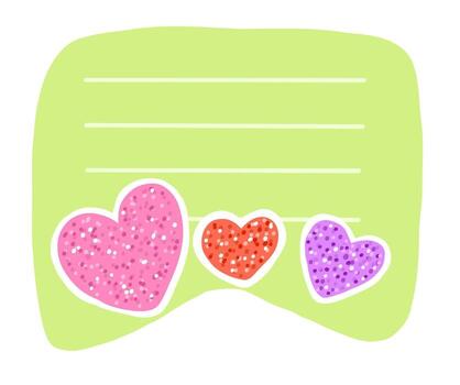 Kids paper memo sticker with line pattern and hearts on transparent background vector