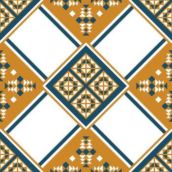 Geometric pattern with repeating diamond shapes, featuring intricate details in earthy tones and bold lines. The design creates a sense of order and visual interest vector