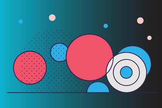 Abstract geometric circles and dots on a vibrant gradient background vector