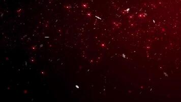 animering röd gnistra partikel på svart bakgrund. video