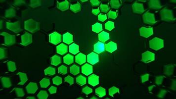 Green Cyber Abstraction with Hexagons Background VJ Loop in 4K video