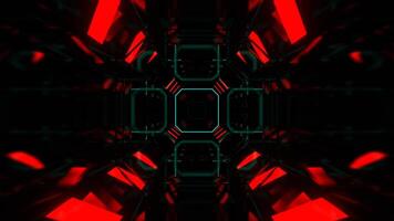 röd och turkos neon cyber tunnel blixtljus och mikrochips bakgrund vj slinga i 4k video