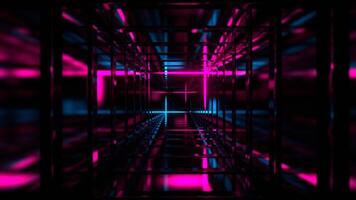 blu e rosa piazza fantasia tunnel con neon movimento su telaio sfondo vj ciclo continuo nel 4k video