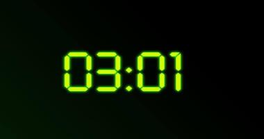 Digital clock counting from one to ten. Counter timer ten second. Green glow numbers on dark background video