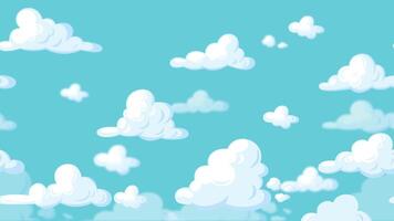Clouds flying in blue sky. 2d animation. 4k stock footage video