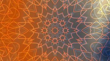 Marin bränd orange komplex orange kalejdoskop mönster utvecklas med blå nyanser, skapande ett abstrakt visuell visa video