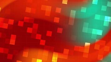 aqua magma dynamisk animering av färgrik kvadrater skiftande och lysande på en vibrerande rutnät bakgrund video
