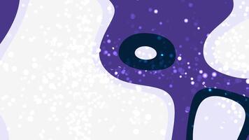 djup cerulean grädde abstrakt lila och vit vätska former animering med gnistrande partiklar bakgrund slinga video