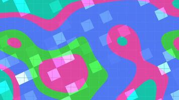 abstracts flytande blinka fyrkant dynamisk abstrakt animering terar färgrik former och en rutnät bakgrund för kreativ projekt video