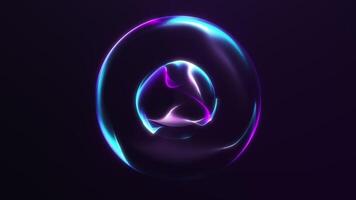 futurista brillante púrpura esfera animación con suave fluido energía curvas. Perfecto 4k lazo para ciencia ficción, tecnología introducciones, antecedentes y digital presentaciones video