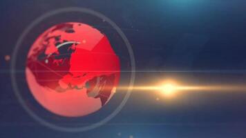 global jord Nyheter intro med röd och blå bakgrund för utsända och Nyheter kanal använda sig av animering video