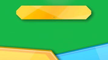 Colorful graphic design element for games and presentations background with text boxes and green screen chroma key video